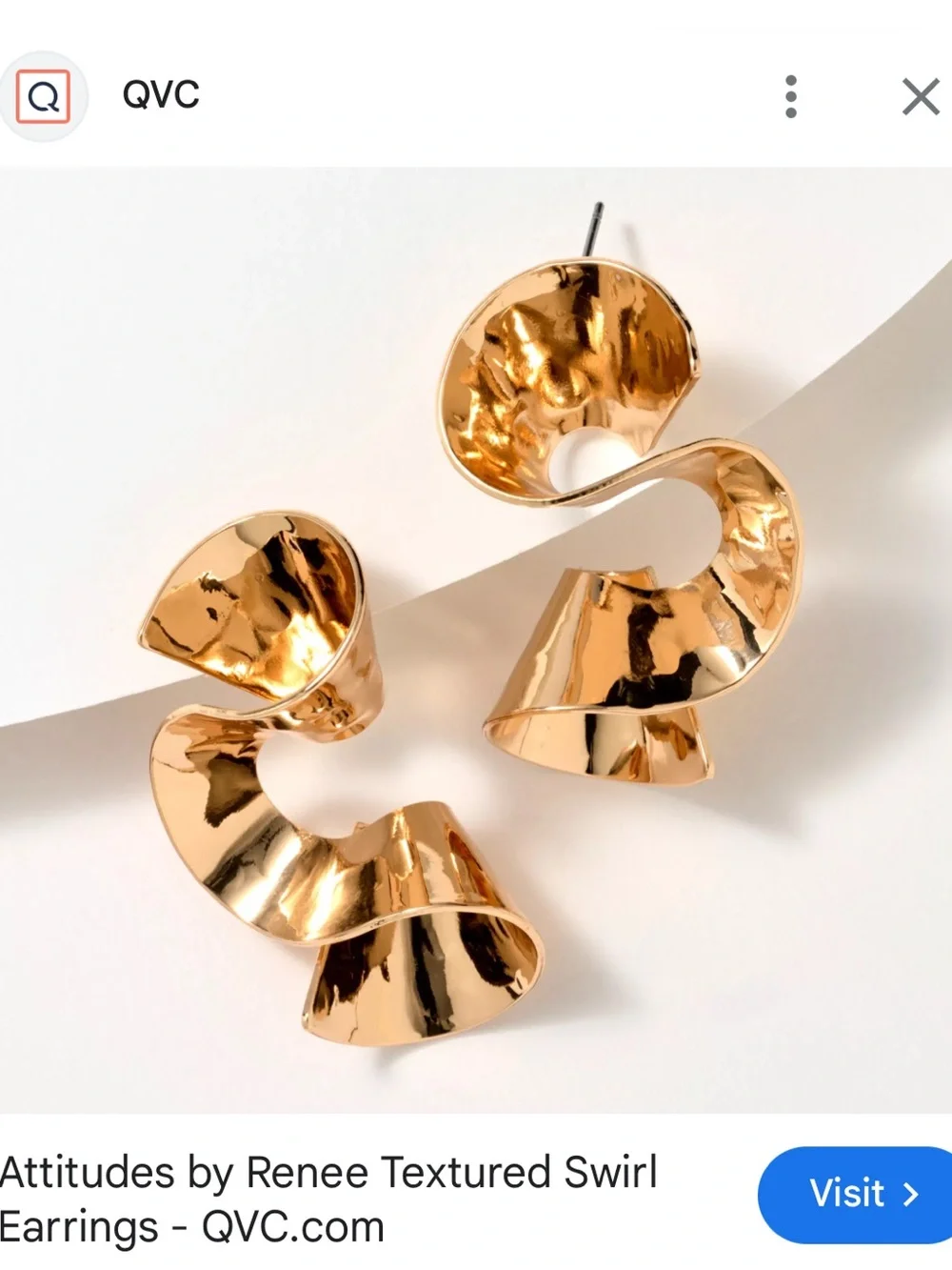 ATTITUDES BY RENEE NWT Shiny Gold-Tone Textured Swirl Earrings